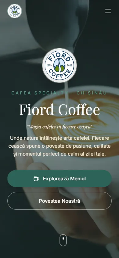 Site-ul Fiord Coffee pe telefon